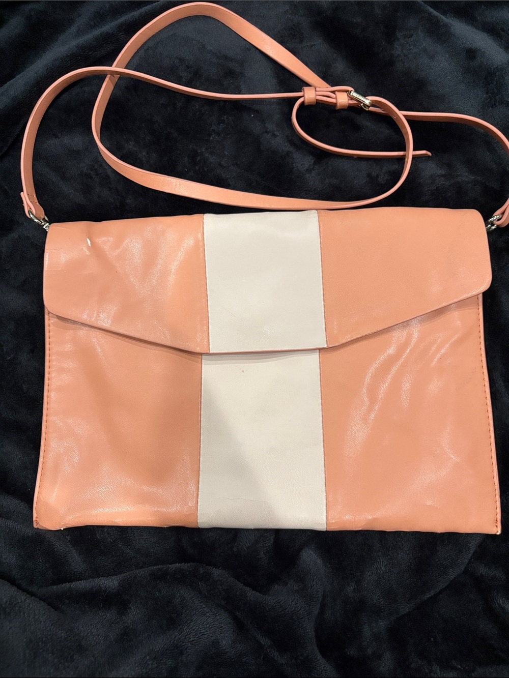 Zara Peach and Cream Two-Tone Crossbody Envelope Bag